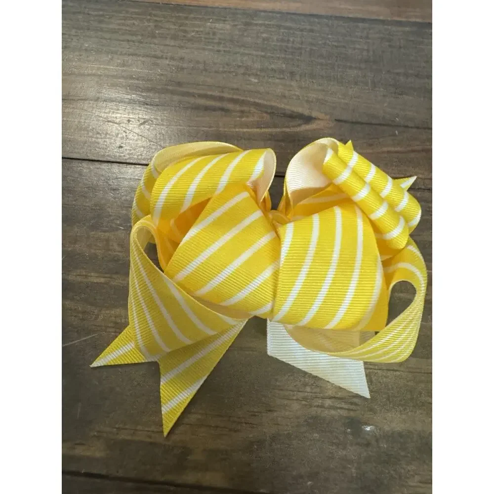 Matilda Jane Hair bows Yellow And White, Navy And White